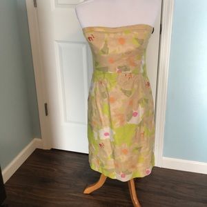 Jcrew strapless linen dress size 6 euc